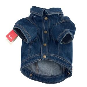 Reddy Denim Dog Jacket Blue Size Medium Snap Button Collar Trucker Style